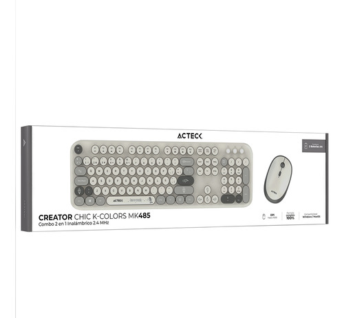 Kit Teclado Y Mouse Acteck Creator Mk485 Inalambrico Gris