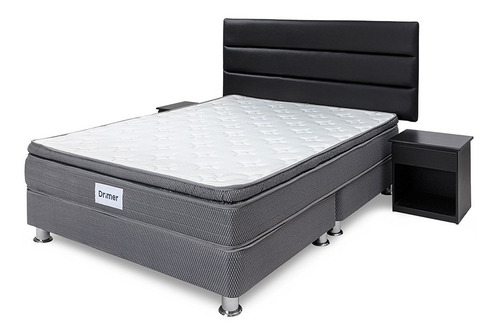 Imagen 3 de 8 de Dormitorio Black Pocket Oxygen Queen + Cabecera + 2veladores