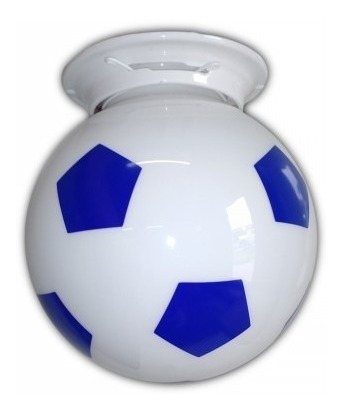 Lustre Pendente Bola De Futebol Em Vidro Kids Azul