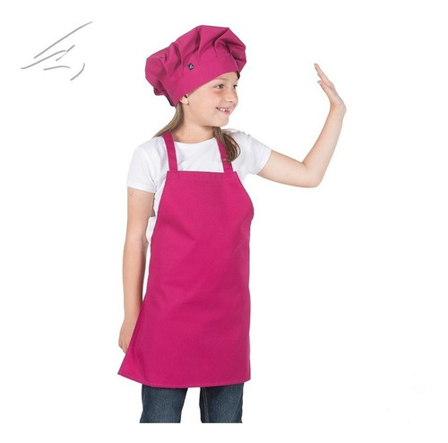 Imagen 6 de 10 de Combo Delantal + Gorro Para Niños Mini Chef Colores