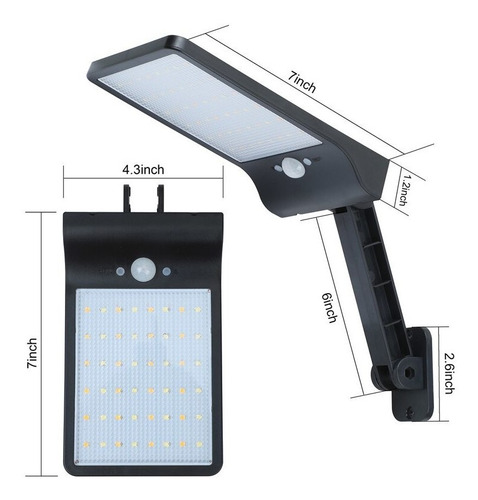 48led Lámpara Solar De Pared Flexible 48led Negro 2pack