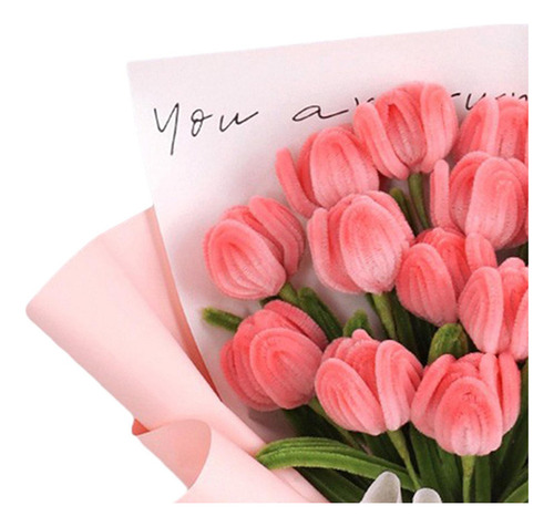 Ramo De Tulipanes Con Flores De Simulación De Felpa Para