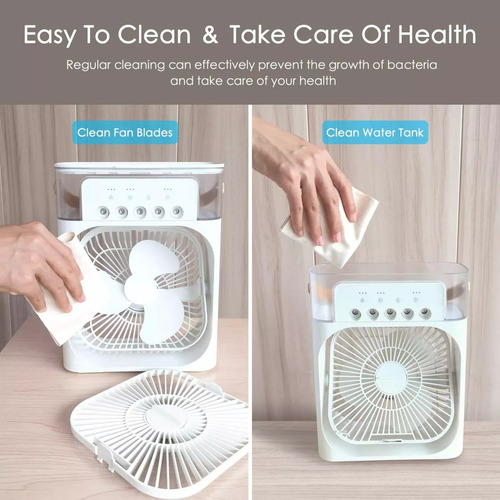Enfriador De Aire Personal Ventilador De Aire Acondicionado Portátil Mini Enfriador Evaporativo Con Luz Led De 7 Colores Temporizador De 1/2/3h 3 Velocidades De Viento Y 3 Modos De Enfriamiento Azul