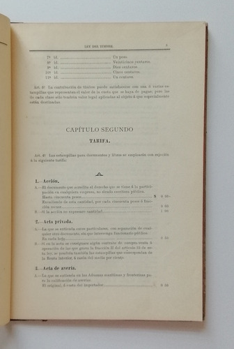 Ley Del Timbre Para Documentos Y Libros, Renta Interior, Con (Usado)