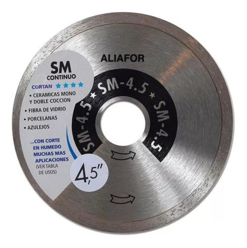 Disco Diamantado Aliafor Sm 4,5 115 Mm Continuo Porcelanato