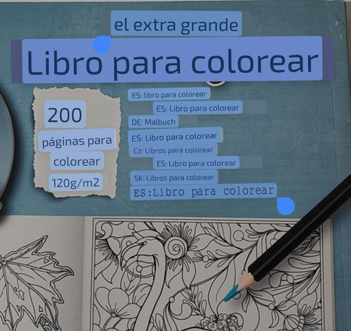 Imagen 3 de 3 de Libro Para Colorear Pintar Grande 29.5x21 Cm 200 Hojas