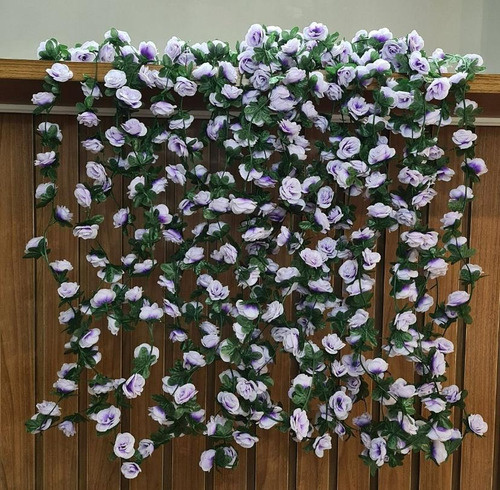 Kit 4 Correntes De Rosas Com Folhagem Artificial Decorativa