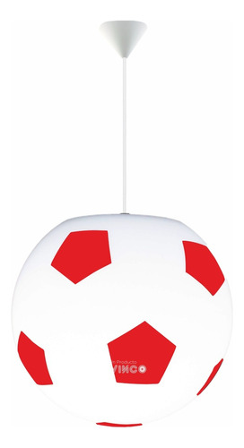 Lampara Colgante Pelota  Futbol Rojo 25 Cm + Lampara