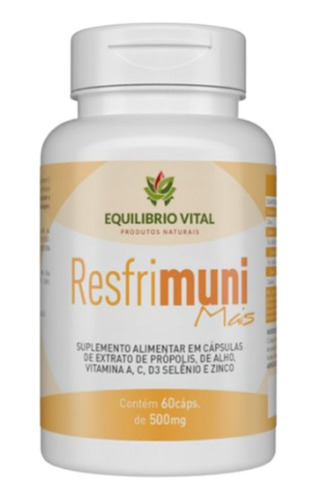 Resfrimuni Mais 60 Cápsulas 500mg Equilibrio Vital Sem Sabor