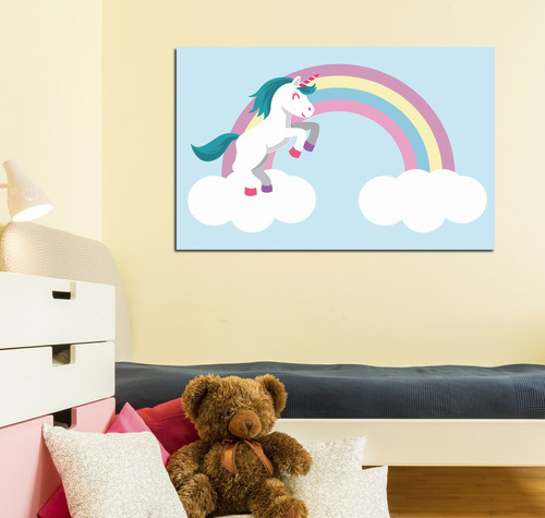 Vinilo Decorativo 20x30cm Infantil Unicornio Arcoiris Nube