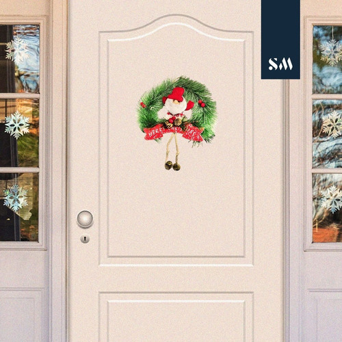 Imagen 4 de 8 de Corona Navidad Puerta Decoracion Navidad Con Luz Cascabeles