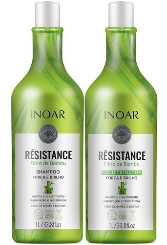 Imagem 2 de 5 de 03 Kit Shampoo + Condicionador Inoar Resistance Bambu Litro