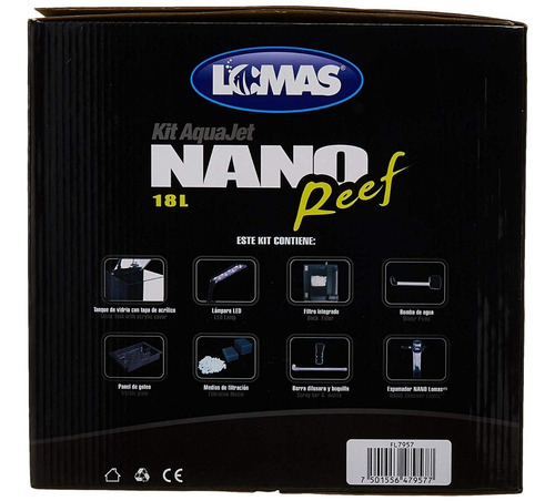Imagen 3 de 4 de Kit Acuario Nano Reef 18 Lt Vidrio Luz Led Filtro Espumador