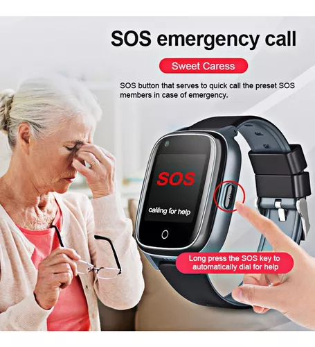 Brazalete localizador GPS con pantalla táctil, botón SOS e intercomunicador.  Especial personas mayores. Con monitor cardíaco.
