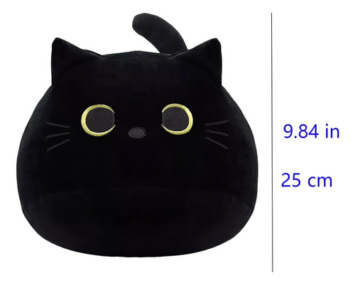Cx Travesseiro De Pelúcia De Gato Preto Para Crianças, Macio