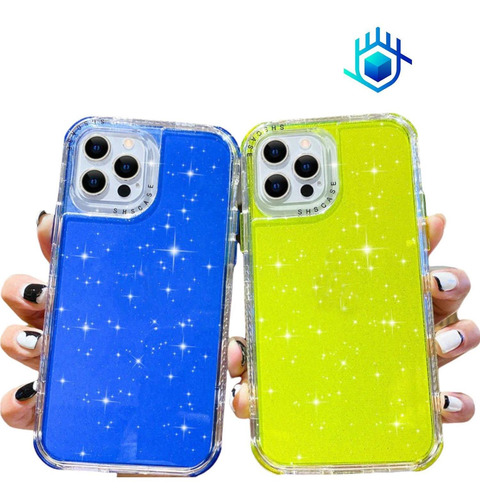 Imagen 8 de 10 de Funda Para iPhone 360 Brillos+mica Reforzada Protector Mujer
