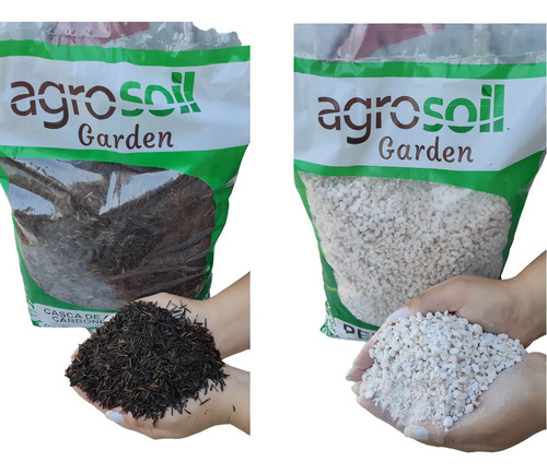 kit 6 litros perlita expandida e casca de arroz carbonizada