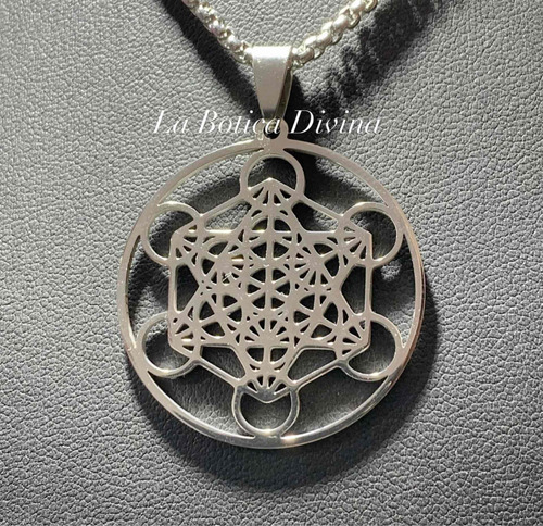 Cadena Y Dije Cubo De Metatron Acero Quirúrgico