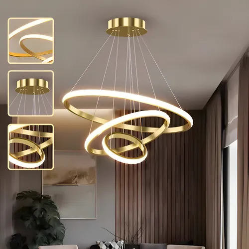 Luminaria De Teto Led, 3 Cores Lustres Pendente Moderna Luminaria Para Sala Pendente Sala Luminaria​ Tetosala 110v/220vuniversal Camperluz 127/220v Dourado