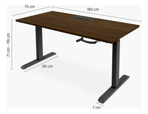 Escritorio Cosmo 160x70 Ajustable Con Pasacables Form