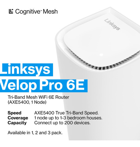 Enrutador Wifi Linksys Velop Pro 6e Axe5400 Triple Banda 5.4