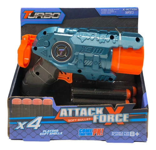 Pistola Turbo Attack Force X4 Dardos De Descarga Rápida