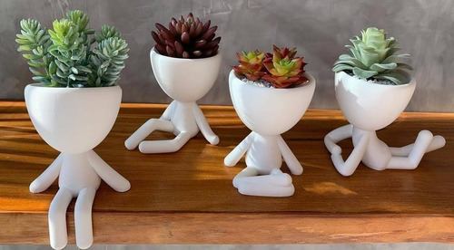 Imagem 4 de 10 de Vasos Robert Plant Suculentas. Pronta Entrega Kit C/4 Branco