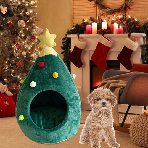 . Nido Para Gatos Semicerrado Con Forma De Árbol De Navidad