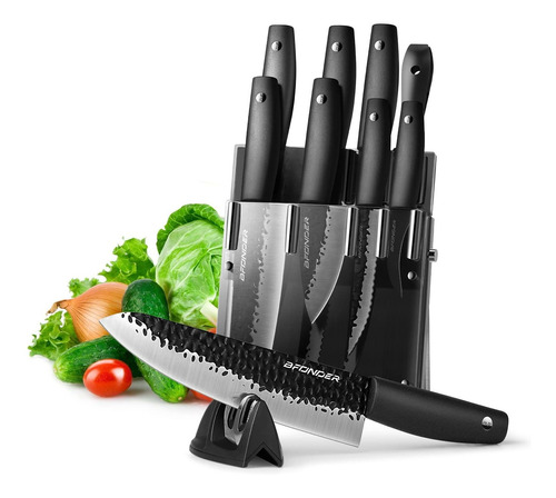 Bfonder Juego Cuchillo Cocina Bloque Chef Afilador Acero