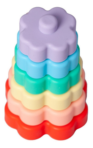 Juguete Papu Baby Torre Apilable De Silicón En Forma De Flor Color Colores Básicos