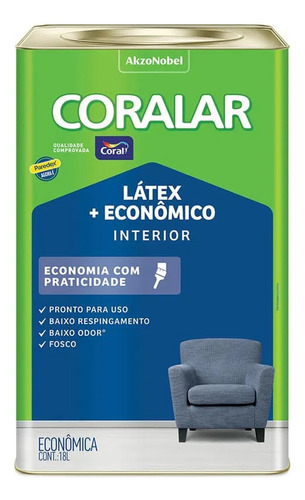 Tinta Coralar Látex + Econômico 18l Parede / Teto Interior