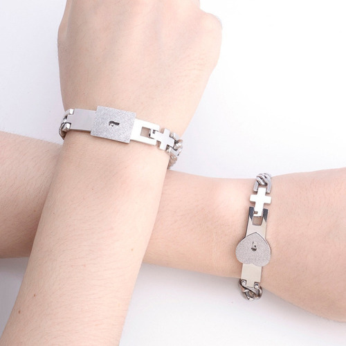 Pulsera Con Candado Concéntrico Dorado For Pareja De 2 Piez