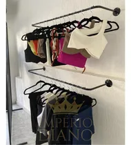 Comprar Kit 2 Unid. Arara Parede Roupas Cabideiro Loja Quarto 120cm Cor Preto