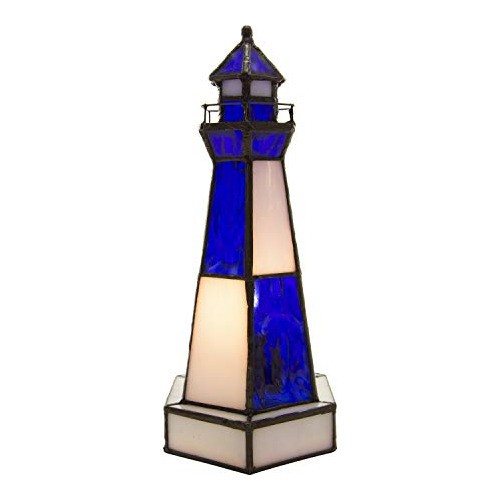 Lámpara De Vidrio Manchado De 10.4  H Lighthouse, Lám...