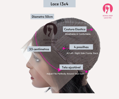Front Lace Wig Peruca Natural Bob Repartição Livre 30cm