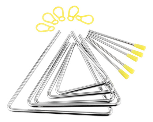 Mukchap 6 Pack Musical Triangle Instrument Set, 4, 5, 6, 7,