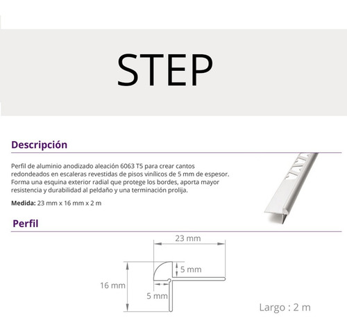 Guarda Para Baños Y Hogar Canto Step Aluminio Atrim