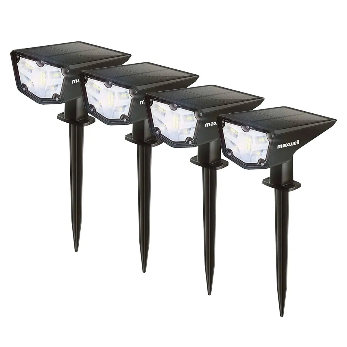 Foco Estaca Led Solar Jardin Maxwell Impermeable Set X4 Negro