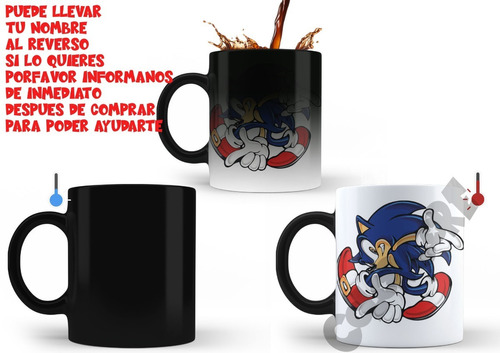 Taza Magica Sonic The Hedgehog Sega Puede Llevar Nombre #4