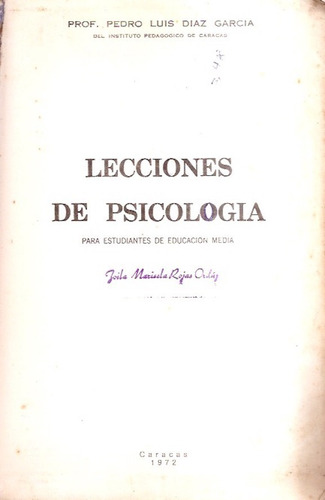 Lecciones De Psicología  Pedro Luis Díaz García