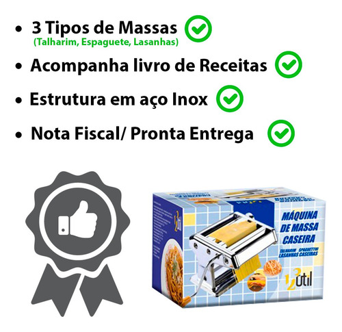 Imagem 5 de 6 de Máquina Macarrão Caseiro Mini Pastel Lasanha Talharim Massas