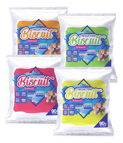 Kit Biscuit Iniciante 4 Massas De Cor Neon + Brinde