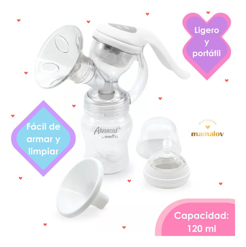 Extractor De Leche Evenflo Manual Copa Silicon 120 Ml