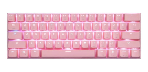Imagen 1 de 3 de Teclado gamer bluetooth Motospeed CK62 QWERTY Outemu Blue inglés US color rosa con luz RGB