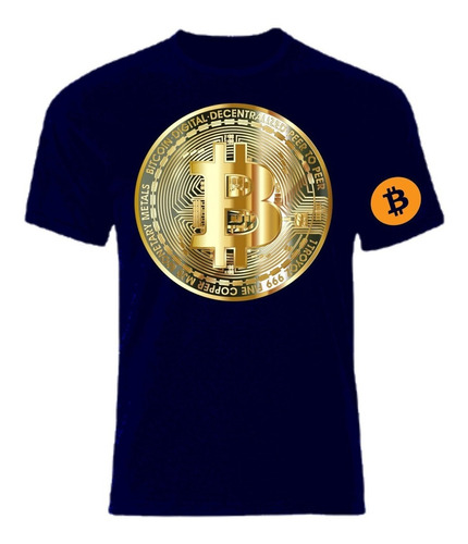 Polera Bitcoin 44 Azul Btc Izq