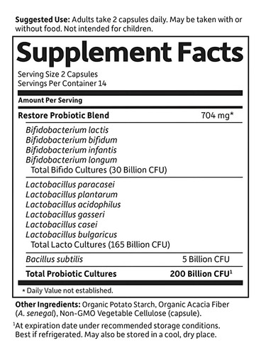 Garden Of Life Dr. Formulated Probiotics Restore 28 Cápsulas Sabor Neutro