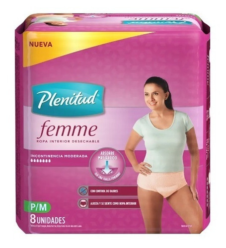 Pañales Descartables Plenitud Ropa Interior Femme P/m 8 Uni