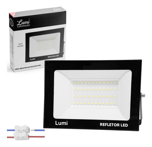 Kit 2 Refletor Lumi Led Holofote 300w Resistente Agua Branco Frio 6500k Cor Da Carcaça Preto Cor Da Luz Branco-frio 110v/220v