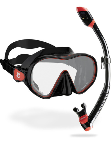 Cressi Dual & Supernova Dry snorkeling y buceo color negro/rojo