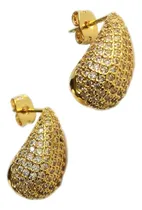 Comprar Aretes Elegantes Gota Con Circonio Dorado  Plateado